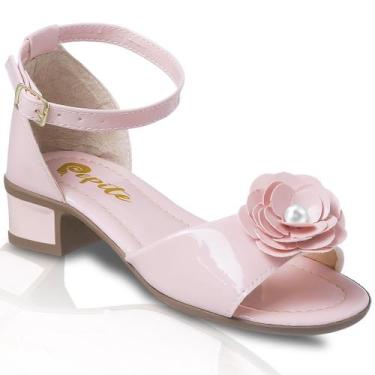 Imagem de Sandália Feminina Infantil Com Saltinho Baixo Sapato Salto Elegante - 