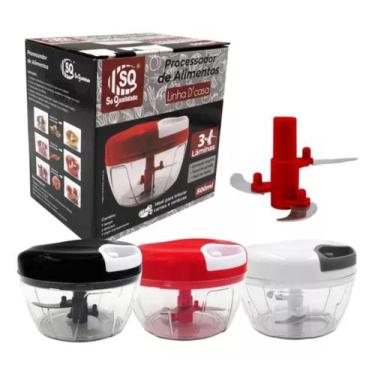 Imagem de Mini Processador Triturador Alimentos Manual 3 Lâminas Rosa - Original
