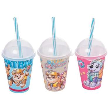 Imagem de Copo Refri Suco Com Canudo Patrulha Canina 280ml - Plasútil, Copo Shak
