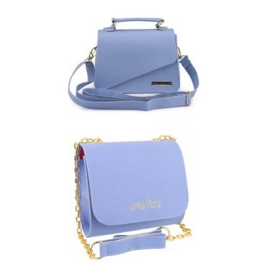 Imagem de Bolsa feminina kit 2 bolsas alça transversal - ZBOLSAS, Mini, Bg azul 