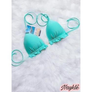 Imagem de Top Cortininha Com Babadinho - Nayklê Moda Praia , Verde água, P