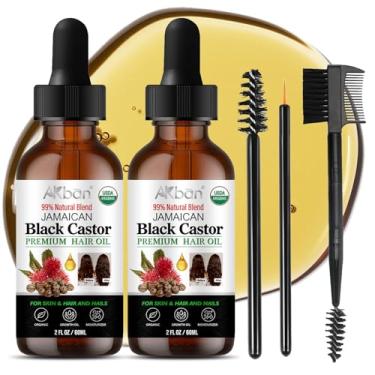 Imagem de AKBAN Óleo de rícino preto jamaicano | Puro e orgânico | Prensado a frio, não refinado para crescimento do cabelo, cabelos danificados, sobrancelhas nutritivas, pele hidratante, 600 ml + 500 ml