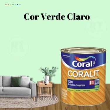 Imagem de Esmalte Sintético Base Água Coral Coralit 800ml Tinta Cor Verde Acetin
