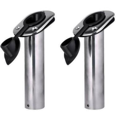 Imagem de Kit 2 Porta Caniço Inox Reforçado Inclinado Tampa Em Nylon