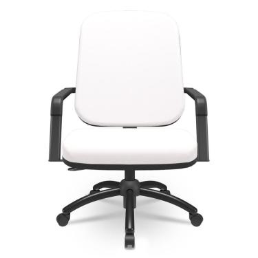 Imagem de Cadeira De Escritório Giratória Com Braço Preta Magno P03 Vinil Branco - Lyam Decor