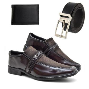 Imagem de Kit Sapato Social Confort Premium Elástico +Cinto e Carteira - Giolo, 