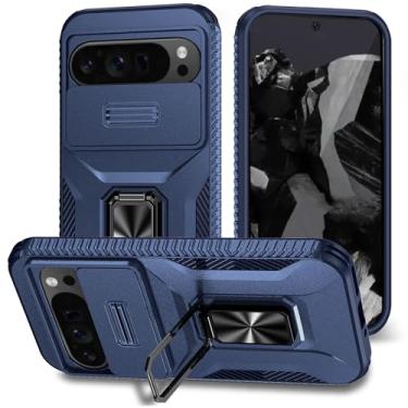 Imagem de Covthch Capa para Google Pixel 10 Pro XL/Google Pixel 9 Pro XL com suporte de anel, capa de lente de câmera deslizante embutida, capa protetora de camada dupla resistente contra quedas de nível