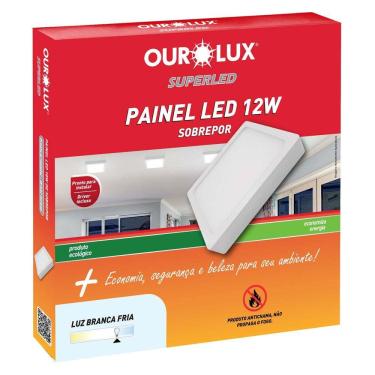 Imagem de Painel Led Plafon Sobrepor 12w Bivolt Ourolux Branca Fria