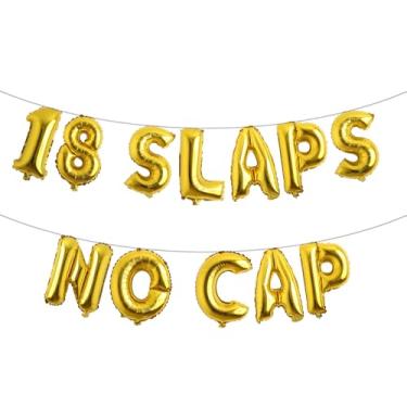 Imagem de 18 Slaps No Cap Banner de balão multicolorido - suprimentos, ideias e decorações para festa de aniversário de 18 anos (18 fitas sem tampa dourada)