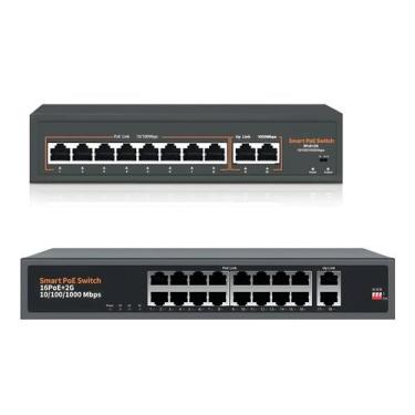 Imagem de Switch POE 48V-52V 8/16 Portas 10/1000Mbps IEEE 802.3 Af/at Para Câmer