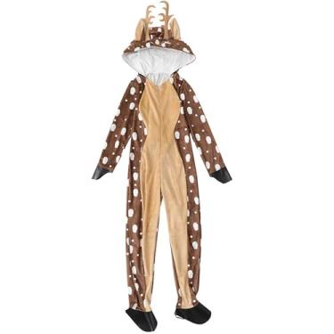 Imagem de Fecadou Macacão de rena - Pijama de Renas | Traje de Natal unissex Cosplay Onesie Crystal Velvet para festa, cosplay, dramatização