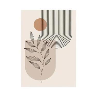 Imagem de Pintura Em Tela Boho Color Block Com Linhas Minimalistas Nórdicas Para