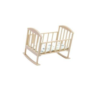 Imagem de Luwecf Cama de Casa de Bonecas em Miniatura, Berço de Boneca, Acessório de Quarto, Modelo de Brinquedo, Mini Cama, Cena, Decoração Artesanal, Madeira