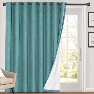 Imagem de Cortinas PrinceDeco 100% Blackout Linen W254 x L274cm Azul-petróleo