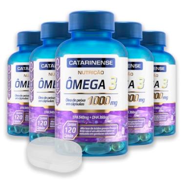 Imagem de Kit 5 Ômega 3 1000mg Catarinense 120 Cápsulas + Porta Cápsulas