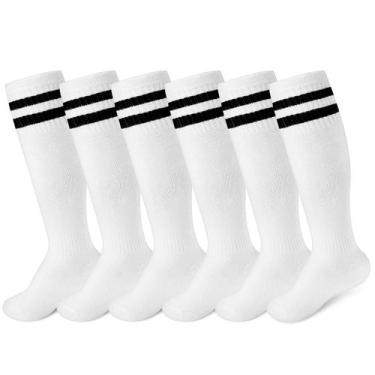 Imagem de Meias de futebol, tipo unidade, 6 pares, crianças de 4 a 14 anos, bran