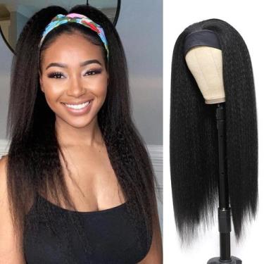 Imagem de Peruca de cabeça Vligcor Kinky Straight Straight Synthetic 35cm para m