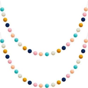 Imagem de Guirlanda de bolas de arco-íris de feltro de lã WILLBOND 24 bolas de 2