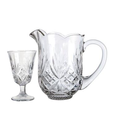 Imagem de Jogo de Jarra e Taças para Água Cristal Ecológico Lapidadas 7pç L`Hermitage