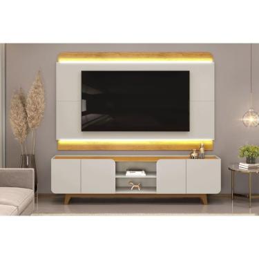 Imagem de Home P/ Tv Até 75 Pol Nadine C/ 4 Portas 220x605cm Off White/freijó - Dj Móveis