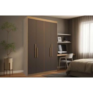 Imagem de Guarda Roupa Solteiro 4 Portas E 2 Gavetas Ph 1805 Cedro/fendi - Herval
