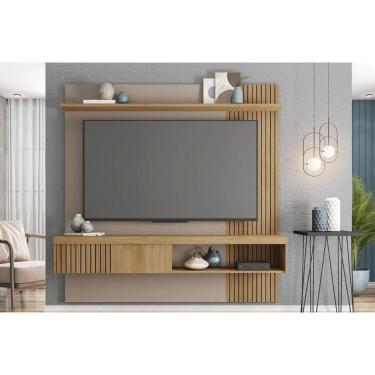 Imagem de Painel Home P/ Tv Até 65 Pol Jade Ripada 180x183cm Buriti/fendi - Caemmun