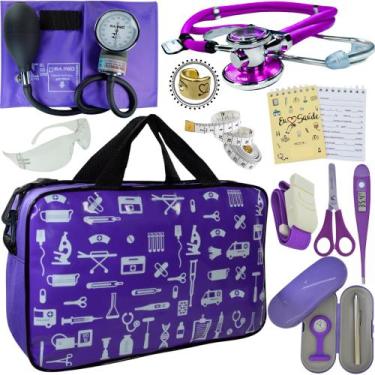 Imagem de Kit Enfermagem Top Cores Premium Completo Estagio - Love Saude, ROXO P
