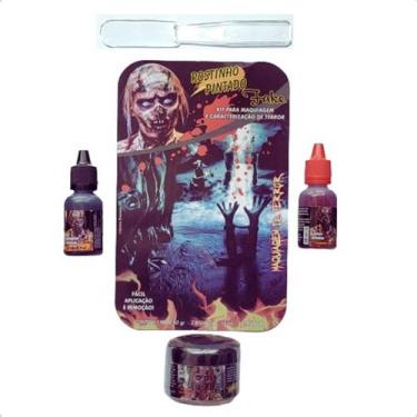 Imagem de Kit Maquiagem Fake Scar Halloween Machucado Sangue Falso - Rostinho Pi