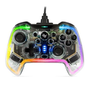 Imagem de Controle Gamer Pichau Glower X1 | Transparente com Neon RGB | PC/Switch / PS3 / Android | 2m | PG-GLWX-BL01