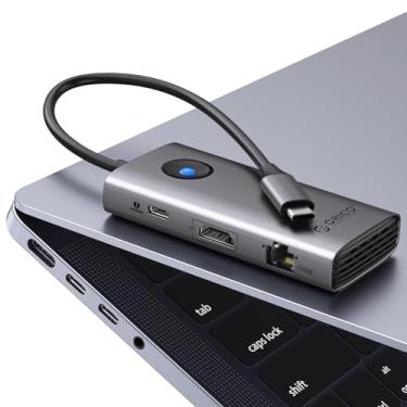 Imagem de ORICO Estação de ancoragem USB C 6 em 1 com HDMI 4K, Ethernet 2,5 G, carregamento PD de 100 W, 2 portas USB-A 3.0 e 1 porta USB-C 3.0 (5 Gbps), adaptador multiportas para Windows, Mac