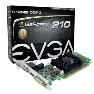 Imagem de EVGA Placa de vídeo GeForce 210 512 MB DDR3 PCI Express 2.0 DVI/HDMI/VGA, 512-P3-1310-LR