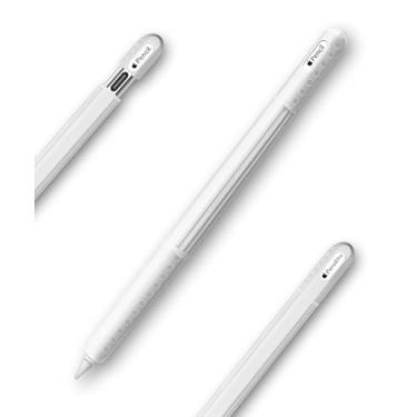 Imagem de Capa de silicone compatível com Apple Pencil (2ª geração/Pro/USB-C) – capa protetora, aderência confortável, design ergonômico antiderrapante, leve e resistente a arranhões (branca)