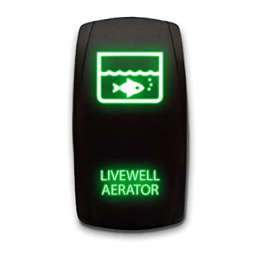 Imagem de LIVEWELL Aerador Gravado a Laser 5 Pinos Único Pólo Único Interruptor Balancim Vertical On-Off SPST 20A 12V, Verde