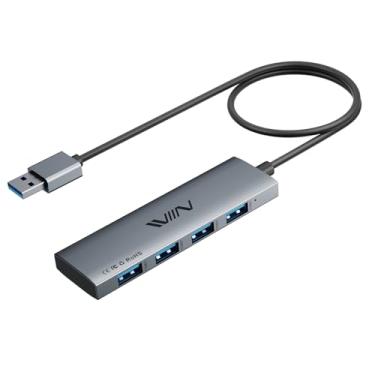 Imagem de Hub USB 3.0, extensor divisor USB de 4 portas, adaptador portátil, hub de dados multiportas para laptop, Xbox, pen drive, HDD, console, câmera, teclado, mouse, Windows, Mac OS PC, não projetado para