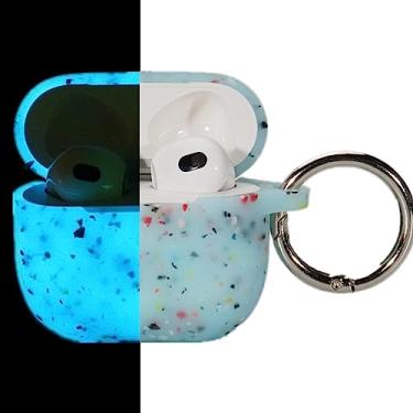 Imagem de Compatível com AirPods 3, capa protetora de silicone macio, pele de mármore, luz noturna para AirPods 3ª geração 2021, capa de fone de ouvido brilhante à prova de choque com chaveiro carregamento sem
