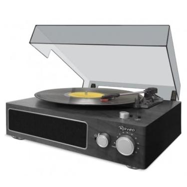Imagem de Raveo Vitrola Studio Ebony com Toca-discos, Rádio FM, USB, saída auxiliar e fone de ouvido e tecnologia de conexão Bluetooth, Cor: PRETO