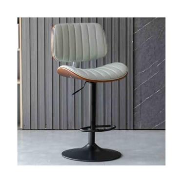 Imagem de Banco de bar de pub Banco de bar luxo leve, elevador doméstico, bancos altos giratórios, balcão, ilha, cadeiras, europeus, encosto(Gray)