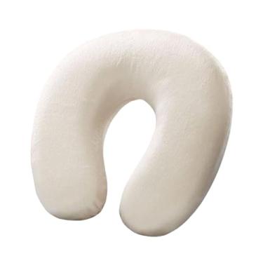 Imagem de Generic Travesseiro de viagem para pescoço, apoio de cabeça ergonômico, portátil, confortável, espuma de memória, suporte para cabeça e pescoço, para, Branco