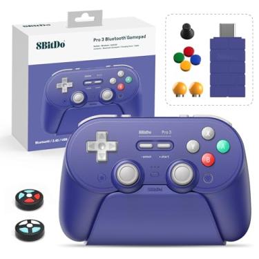 Imagem de 8Bitdo Pro 3 Bluetooth Controller with TMR Joysticks, Swappable ABXY Buttons, Pro Back Buttons, Charging Dock, Hall Effect Triggers for Switch/Switch 2, Windows, Apple, SteamOS, Android (Purple)