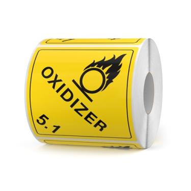 Imagem de YIKIADA 500 etiquetas oxidantes classe 5.1 10 cm DOT materiais perigosos adesivos de advertência vinil autoadesivo à prova d'água para manuseio de envio transporte armazenamento