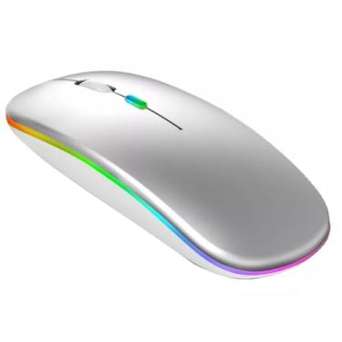Imagem de Mouse sem Fio Recarregável Dupla Conexão, Bluetooth e USB, Wireless Mouse compatível com iPhone, MacBook,iPad,Laptop,PC,Notebook, Tablet,Ergonômico, Premium TecQuality (Prata)