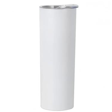 Imagem de Gteller Copo fino fino a vácuo de parede dupla de aço inoxidável 18/8 com canudo e tampa, caneca de viagem isolada que mantém a bebida fria e quente (branco, 590 ml)