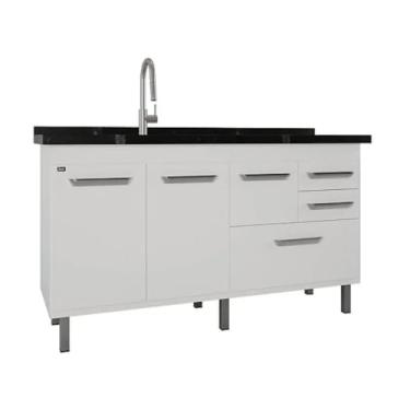 Imagem de Gabinete de Cozinha Branco Amário Pia Balcão 144cm 100% Mdf