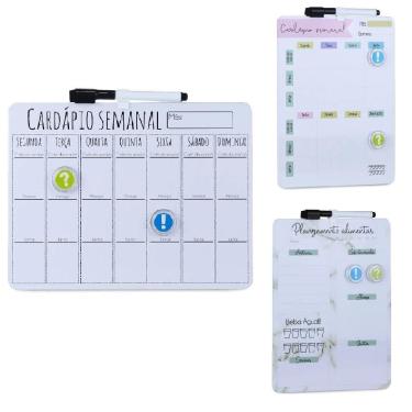 Imagem de Cardapio Semanal Lousa Planejamento Alimentacao Magnetica Planner Dieta Quadro Anotacoes Refeicao Imas Caneta