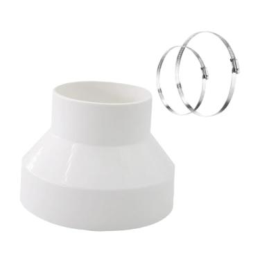 Imagem de Fenteer Adaptador de aumento de tubo de ar para dutos 150-100 mm acessório conector de tubo HAVC para de ventilação em linha soprador branco