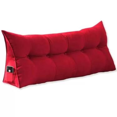 Imagem de Almofada Cabeceira Encosto Apoio Lombar 140cm Casal Suede(Vermelho)