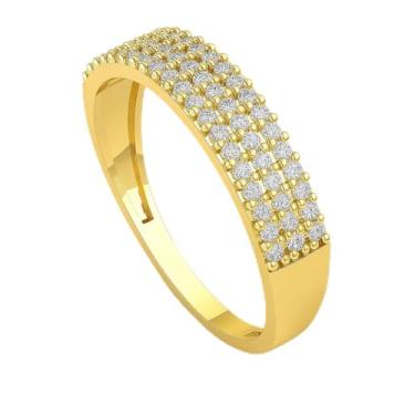 Imagem de Anel estilo Aliança Aparador 3 fileiras cravejado Banhado a Ouro 18k (16)