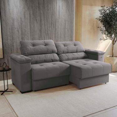 Imagem de Sofá Cama Kappesberg Stelo Veludo Titânio 230cm