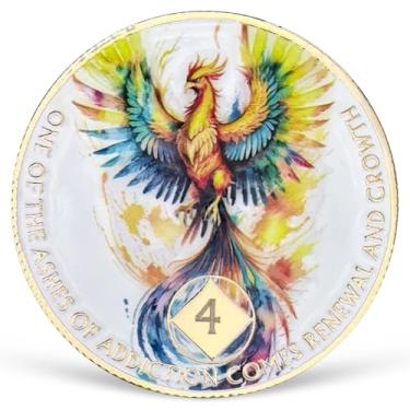 Imagem de Medalhão colorido de 4 anos NA Medalhão NA AA com Serenity Prayer NA Recovery Chip Celebrating Clean and Sober Living 1-20 Years Narcóticos Anônimos Presentes para Homens e Mulheres