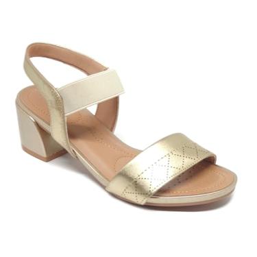 Imagem de Sandália Salto Bloco Baixo Usaflex Couro Prata Velho.